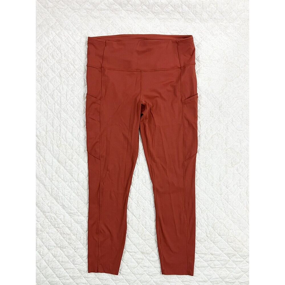 Lululemon Dark Orange Leggings With Side Pockets